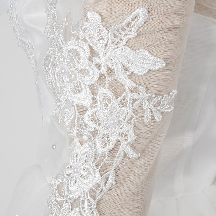 Kimring Women Chiffon A-line Beach Bridal Dress Boho Lace Wedding Dress