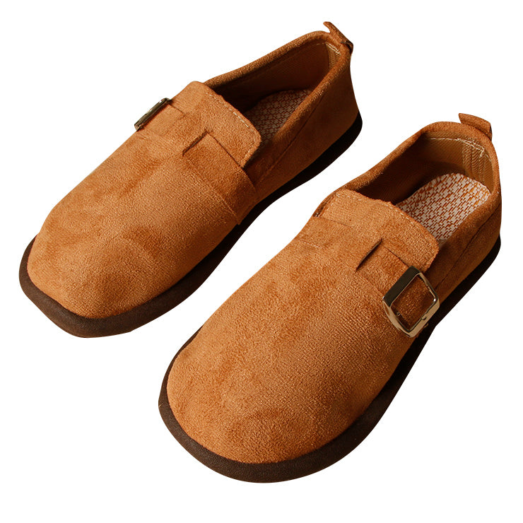 Kimring Women Suede Clogs Cork Footbed Clogs Leather Buckle Slip-on Shoes