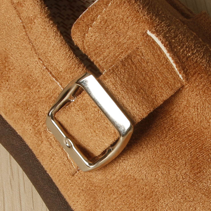 Kimring Women Suede Clogs Cork Footbed Clogs Leather Buckle Slip-on Shoes