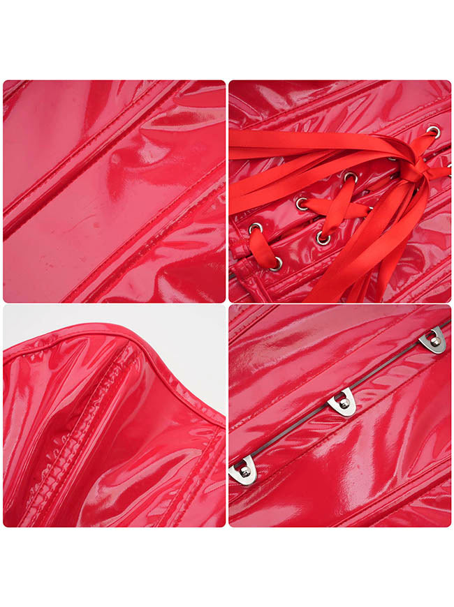 Women Leather Lace Up Overbust Costume Corset Detail View