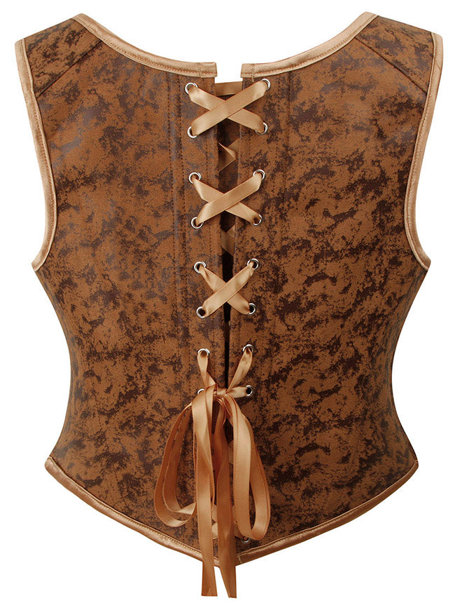 Women Renaissance Floral Lace Up Bodyshaper Corset Back View