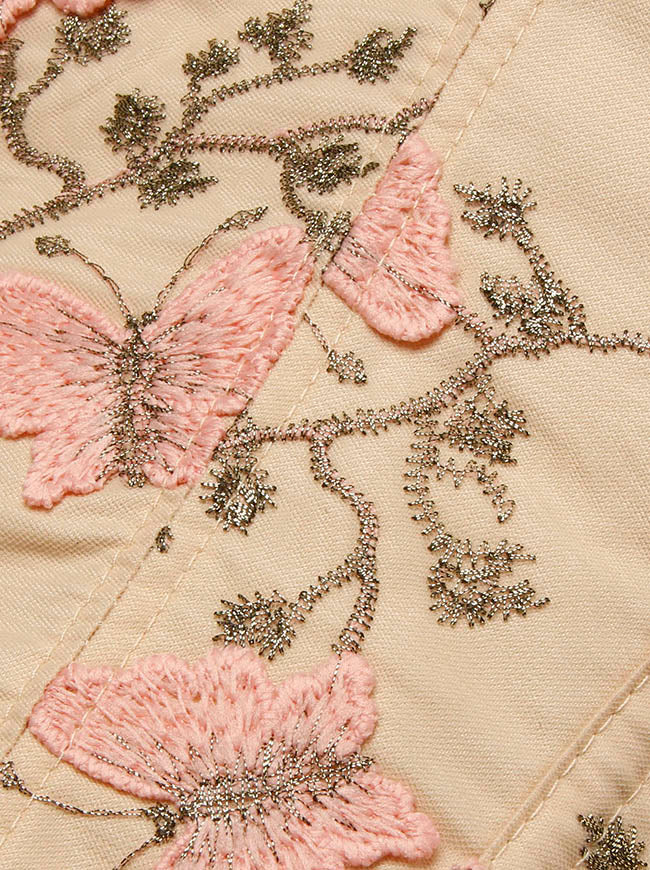 Vintage Floral Embroidery Sweetheart Tube Overbust Bandeau Corset Crop Top Detail View