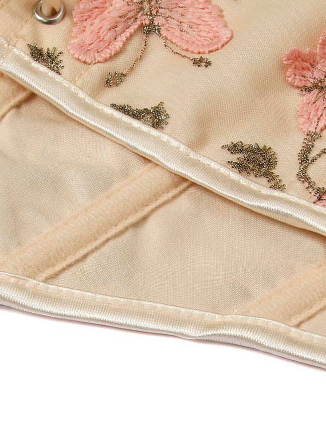 Retro Vintage Elegant Floral Push Up Boned Tube Bustier Corset Crop Top Detail View