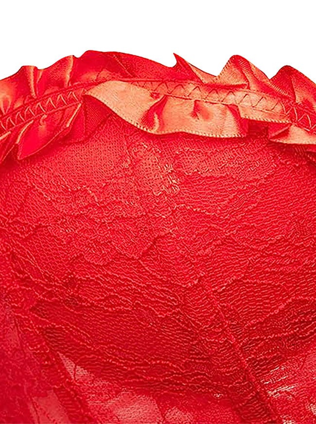 Gothic Retro Overbust Padded Lace Up Bustier Corset Tank Top for Girls Detail View