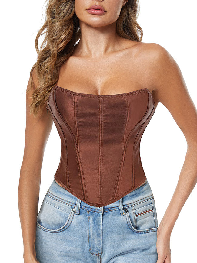 Women Satin Push Up Corset Model View