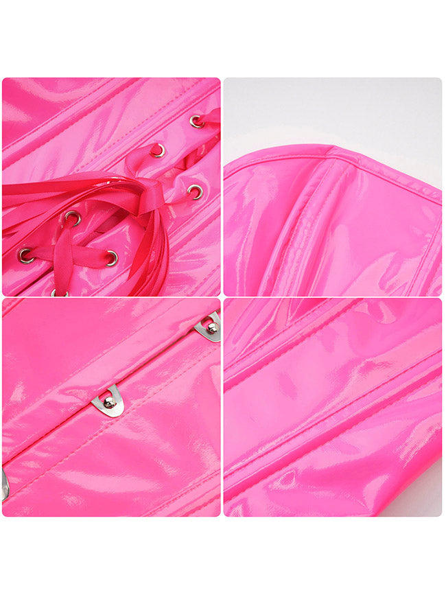 Women Faux Leather Steampunk Corset Top Detail View