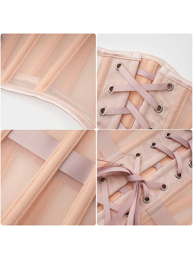 Women Lace Up Underbust Corset Waist Trainer Detail View