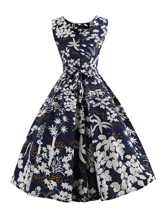 1950s Vintage Elegant Floral Evening Prom Cocktail Party Dress