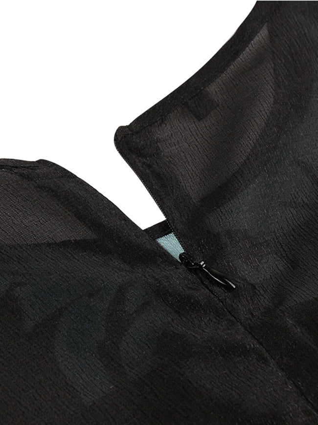 Casual Chiffon Floral Printed Round Neck Fit and Flared A Line Dress