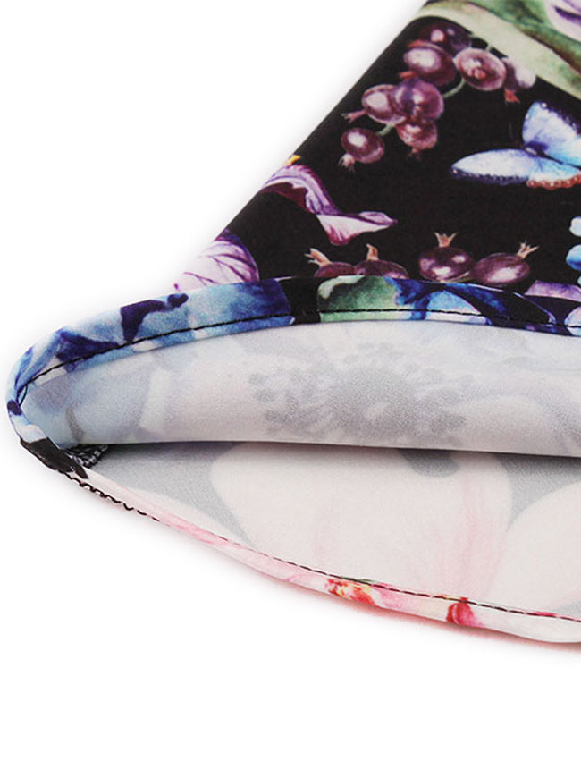 Classical High Quality Date Party Full Circle Casual Crew Neck Audrey Hepburn Spring All-match Midi Cocktail Swing Dress Detail View