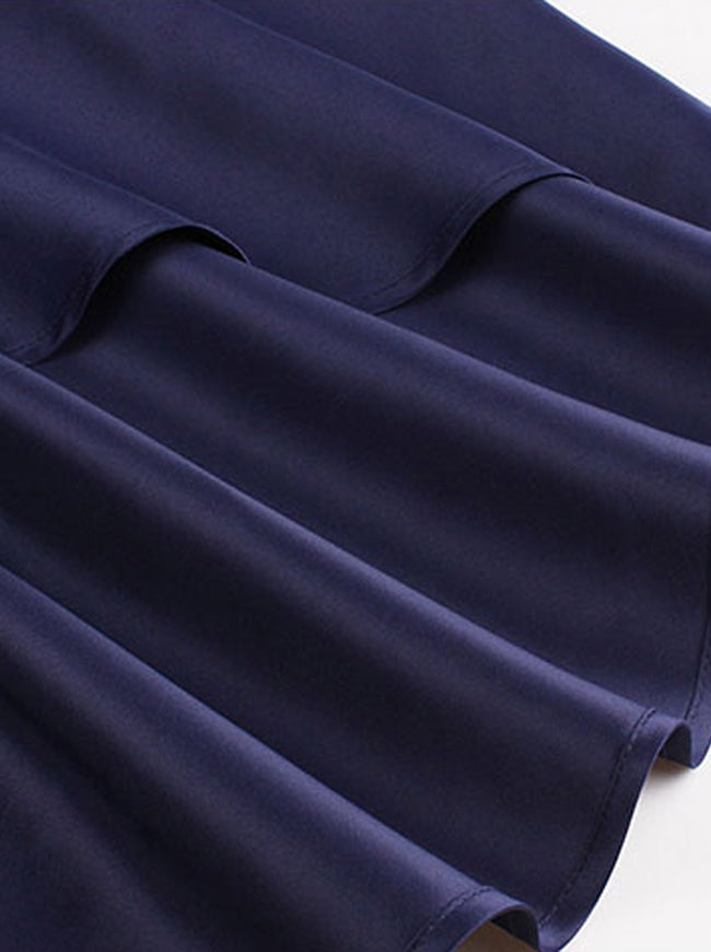 Elegant Classical Bridesmaid Elegant Evening Prom Navy Blue Retro Party A-Line Dress Detail View