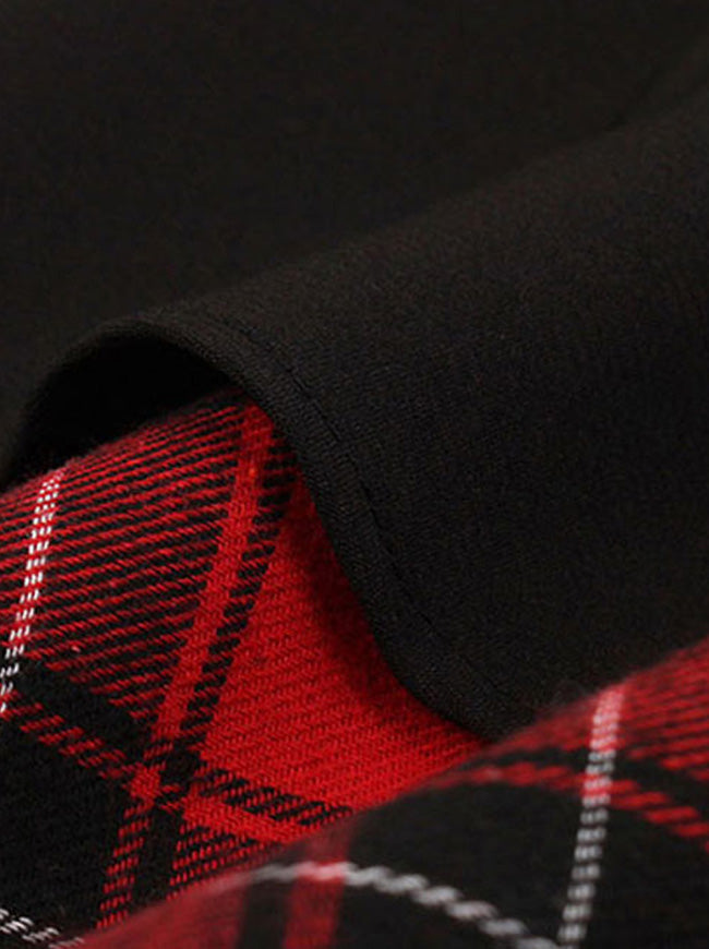 Rockabilly Pinup Party High Waist Flare Skater Audrey Hepburn Cocktail Black Prom Dress Detail View