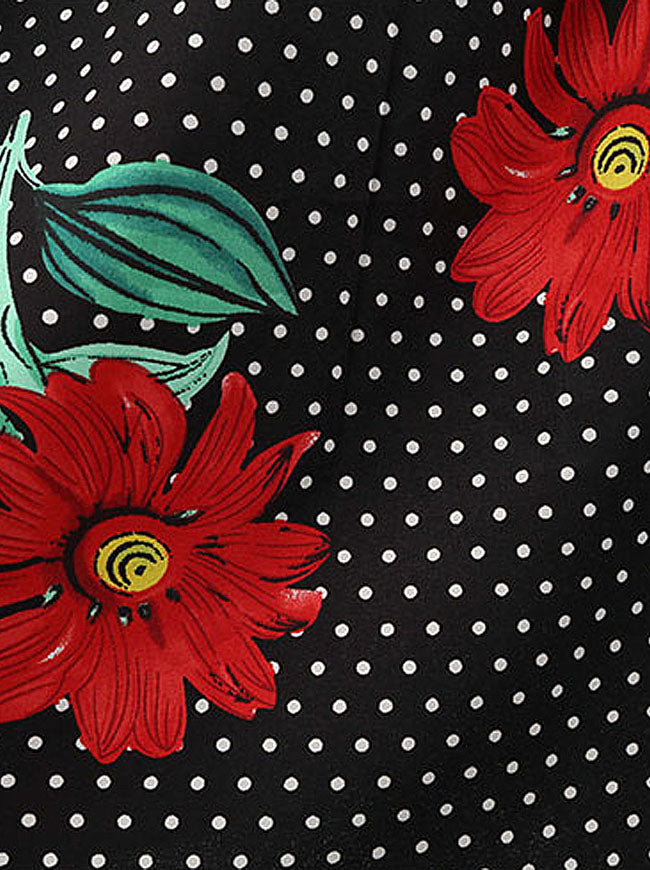 Vintage 50S Spring Rockabilly Belted High Waist Cheap Knee Length Midi Babydoll Dress Detail View