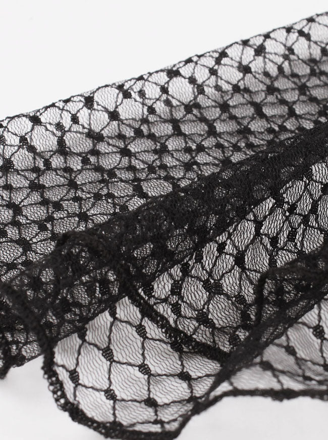 Women's Fashion Spaghetti Strap Mesh Cloak Flare Homecoming Party Dress Black Detail View