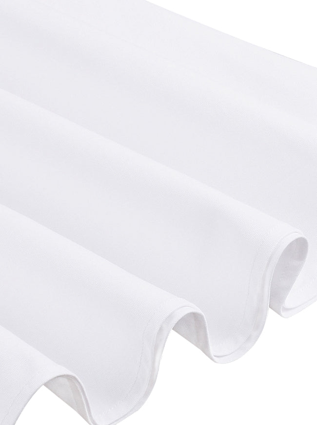 Women's Fashion Floral Embroidery Half Sleeves A-Line Swing Midi Wedding Dress White Detail View