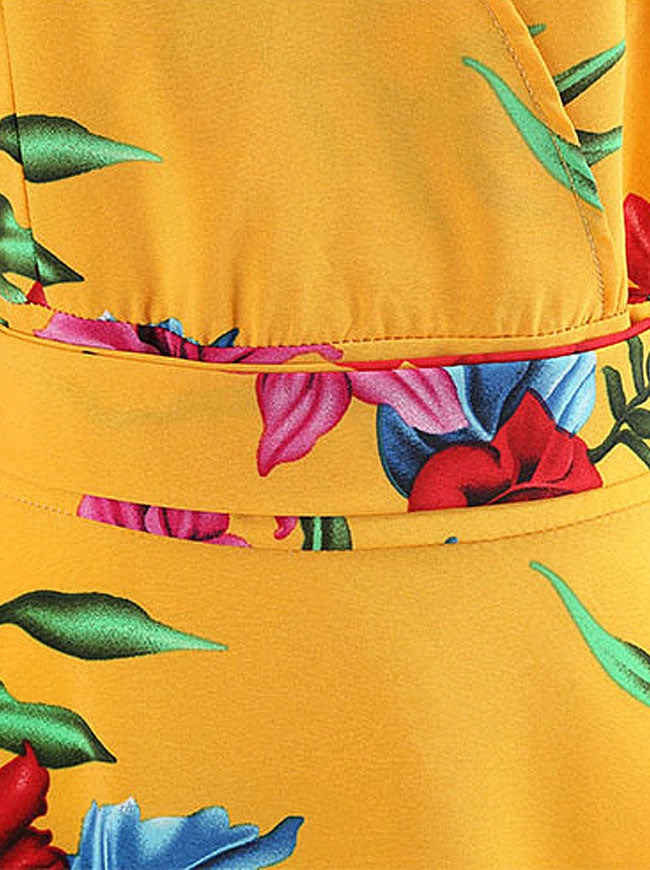 Floral Homecoming Evening Prom Rockabilly Daily Date Summer Casual Dress Detail View