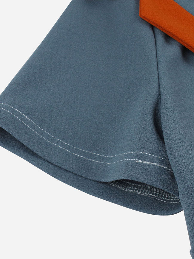 Fashion V Neck Short Sleeve Swing Sailor Pin Up Dress Blue Detail View