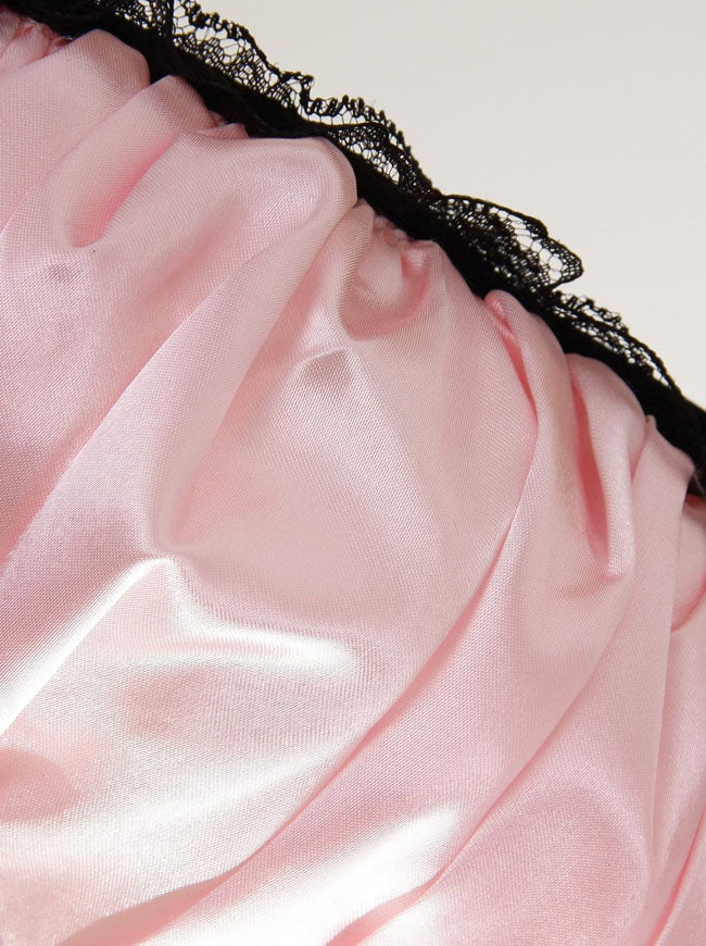 Sexy Lady Pink Satin Spaghetti Straps Gathered Bust Clubwear Daily Corset Tops Detail View