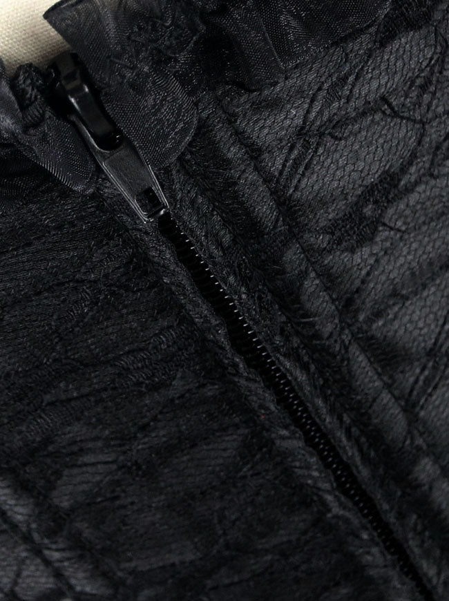 Women's Sexy Beautiful Floral Lace Overlay Lace Up Strapless Outerwear Corset Black Detail View