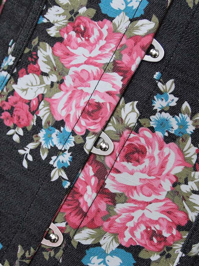 Steampunk Vintage All-match Busk Floral Closure Waist Cincher Underbust Corset Detail View