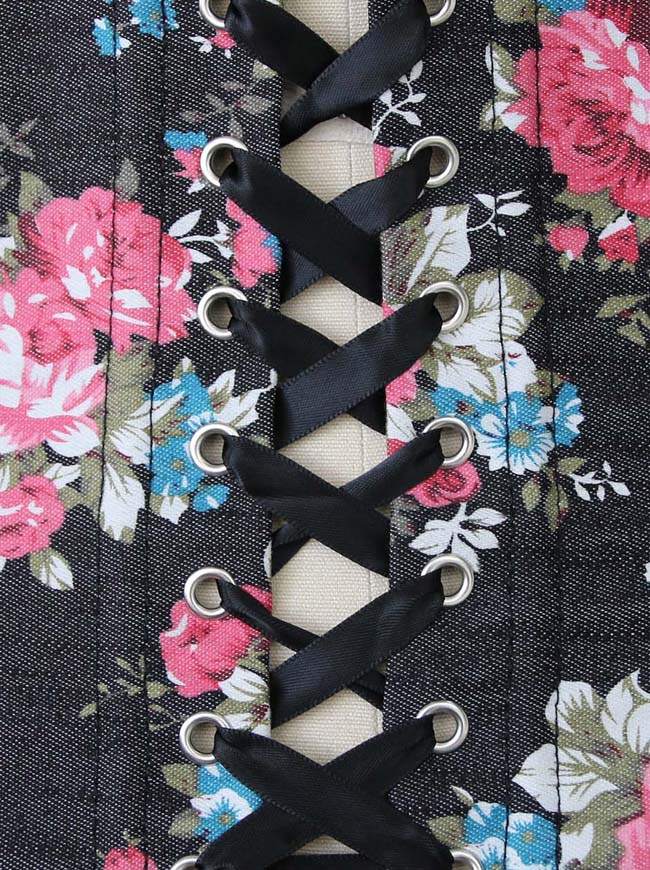 Punk Classical Casual Burlesque Black Waist Trainer Daily Going out Underbust Corset Detail View