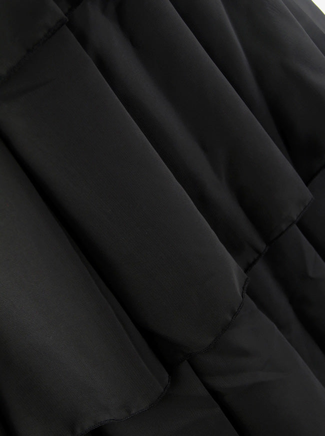 Women's Casual Summer Satin Layered Ruffles High Waisted Maxi Skirt Dress Black Detail View