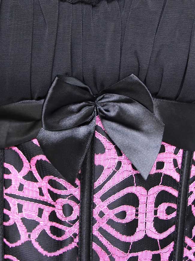 Vintage Retro Jacquard Lace Up Evening Nightwear Corset Bustier