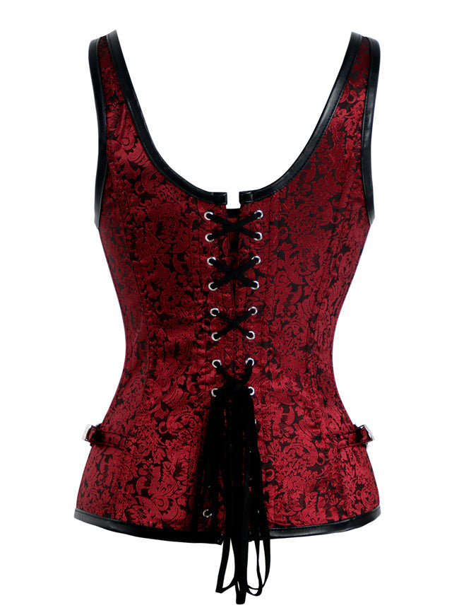 Vintage Spiral Steel Boned Lace Up Waist Cincher Corset Top
