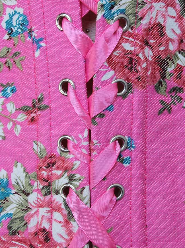 Cute Floral Prints Bustier Underbust Corset Costume