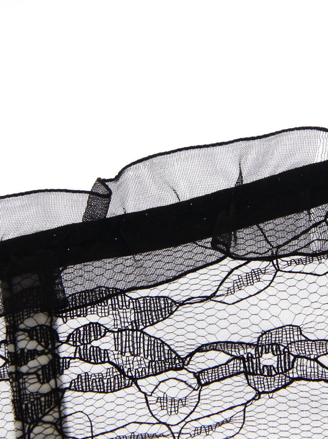 Vintage Retro Floral Lace Overlay Strapless Burlesque Corset Bustier Top