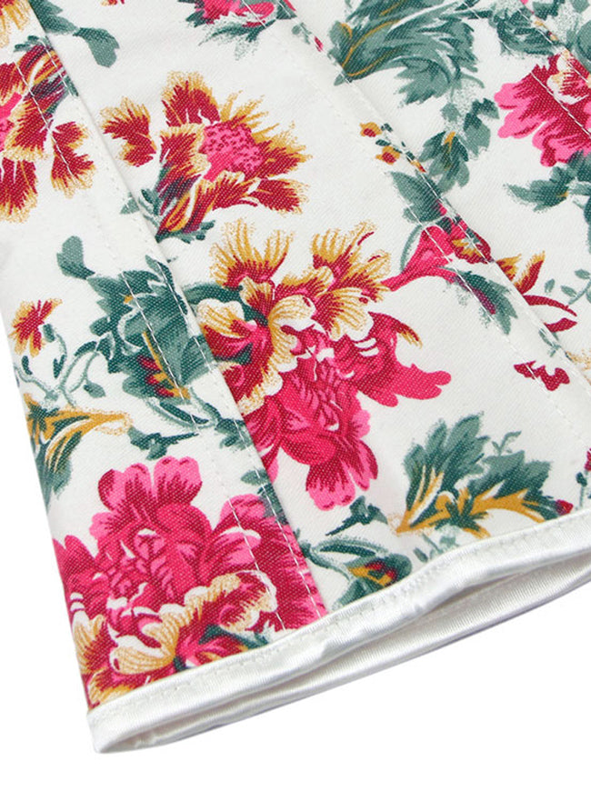 Victorian Classical Cotton Flower Renaissance Bustier Vintage Party Cosplay Corset Tops Detail View