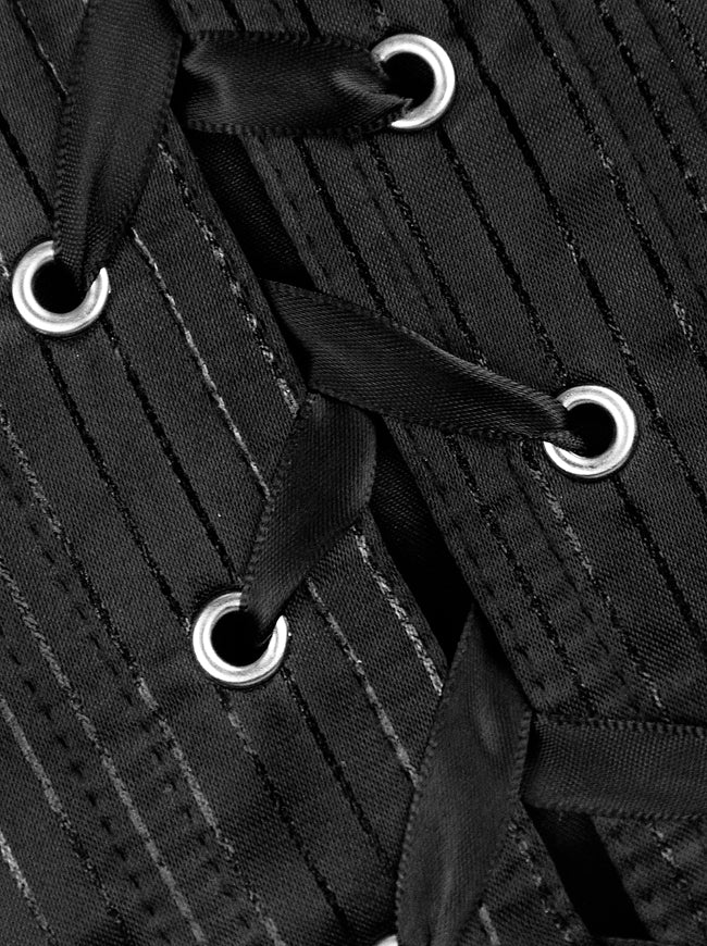 Gothic Retro Steampunk Zipper Closure Lace Up Waist Training Underbust Daily Casual Vest Corset Tops Detail View