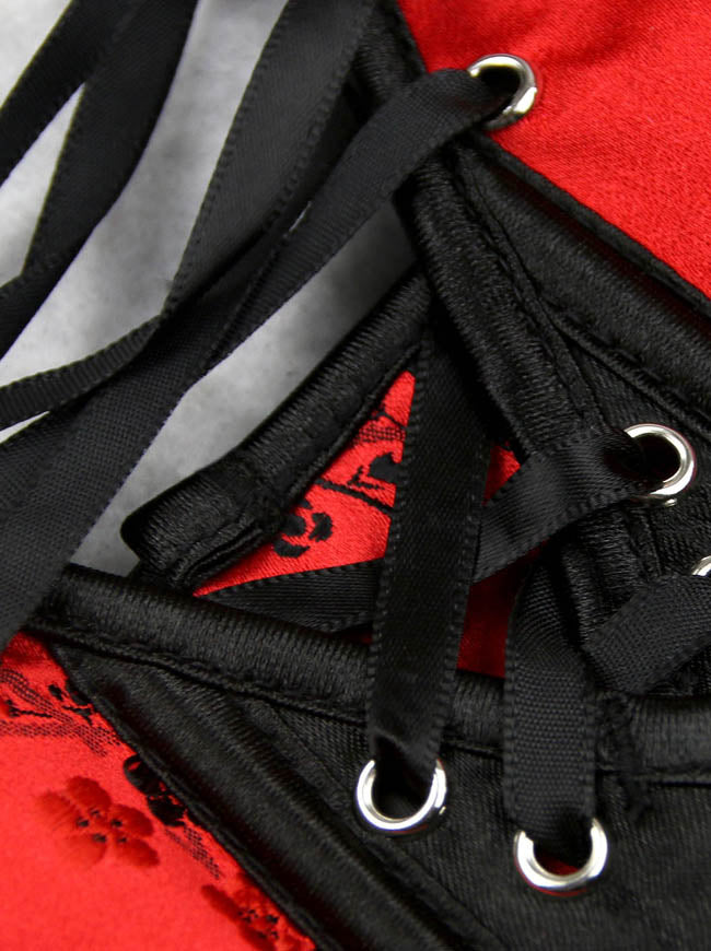 Gothic Sexy Vintage Punk Lace Up Waist Cincher Xmas Cosplay Sexy Santa Lingerie Corset Tops Detail View