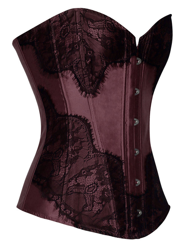 Classical Vintage Satin Steel Boned Strapless Overbust Corset