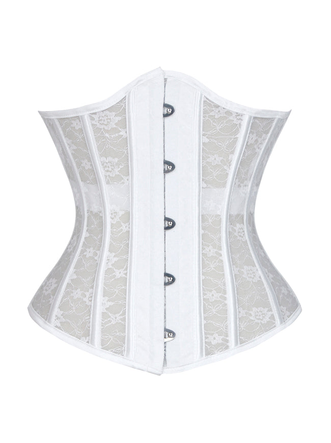Retro Floral Mesh Steel Boned Waist Training Underbust Corset Main View