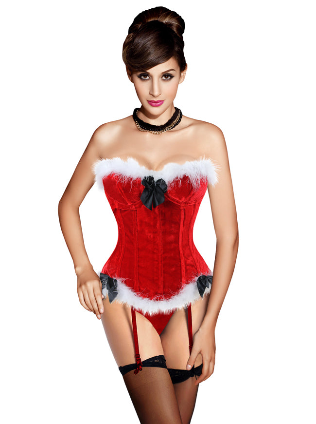 Red Jacquard Overbust Zipper Closure Strapless Party Waist Cincher Corset Tops Main View