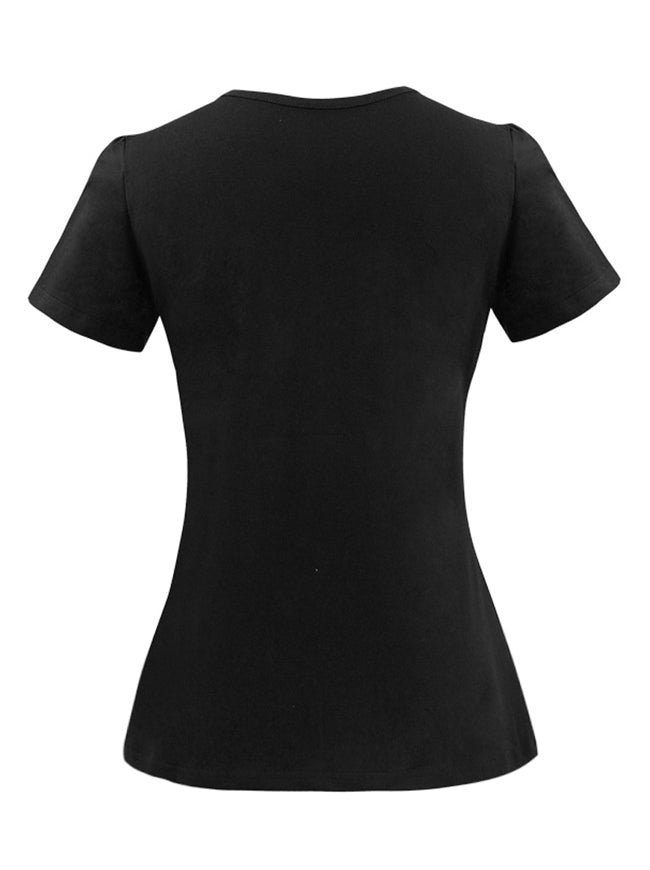 Summer Fashion Casual V-Neck Short Sleeve Stretchy Tunic T Shirts