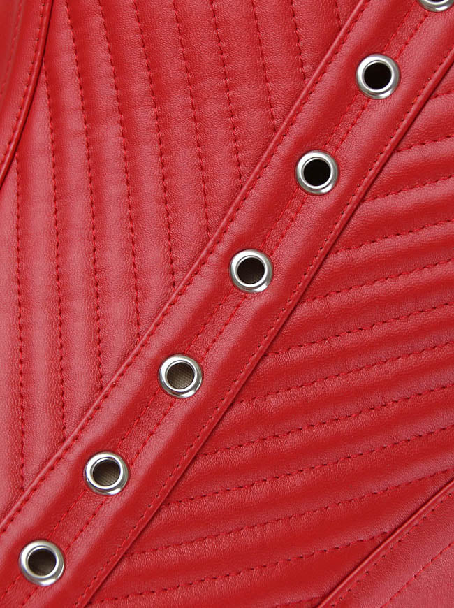 Vintage Leather Lace Up Overbust Shoulder Straps Corset Tank Top