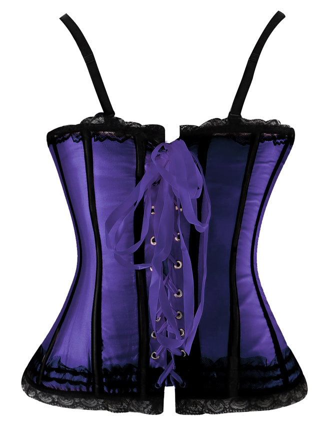 Vintage Burlesque High Quality Women Sweetheart Spaghetti Straps Body Shapewear Lace Up Overbust Corset Tops Back View