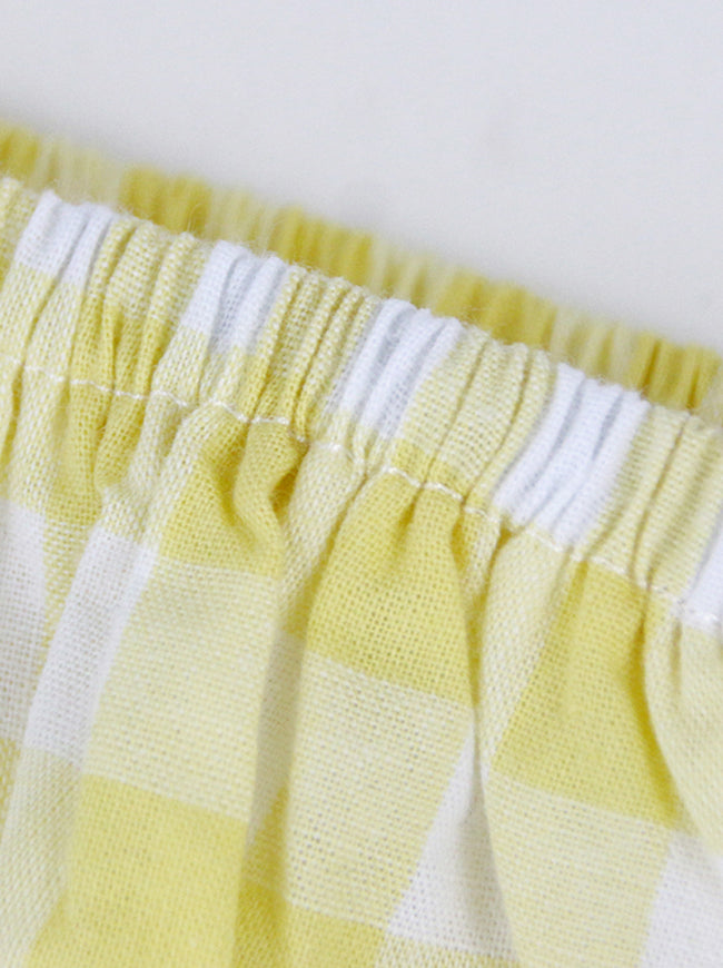 Classical Plaid Slimming Victorian Style Yellow Workout Blouse Top