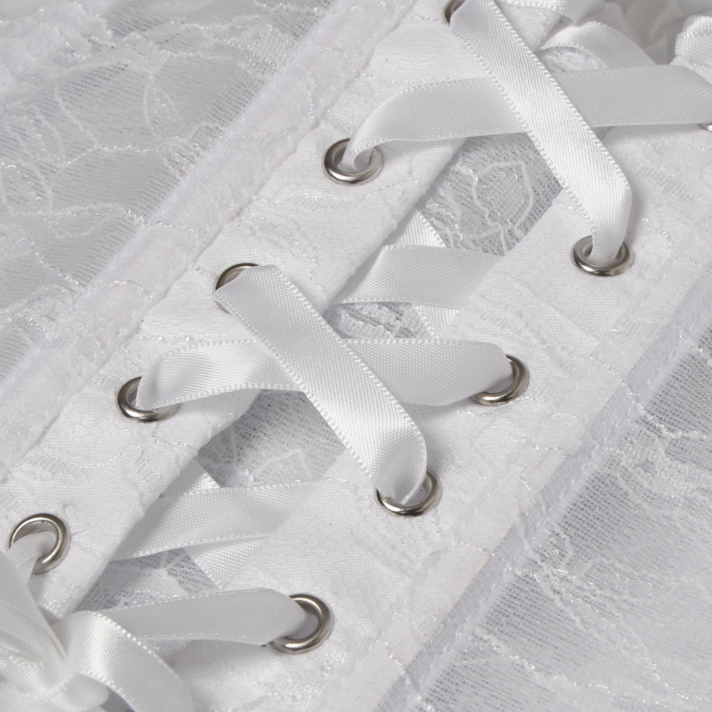 Victorian Bridal Lace Bustier Mesh Sexy Corset Tank Top Detail View