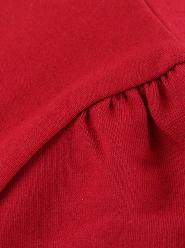 Women's Fashion Summer Short Sleeve Solid Pinup V-Neck T-Shirt Tops Red Detail View