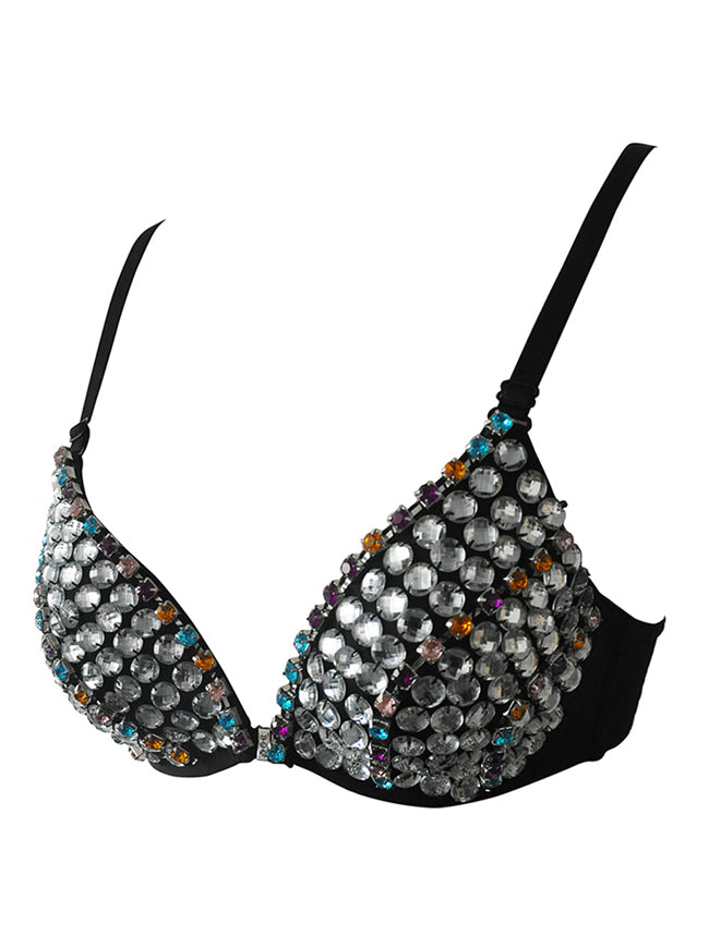Fashion Sparkle Beaded Rhinestones B Cup Clubwear Push Up Bra Tops
