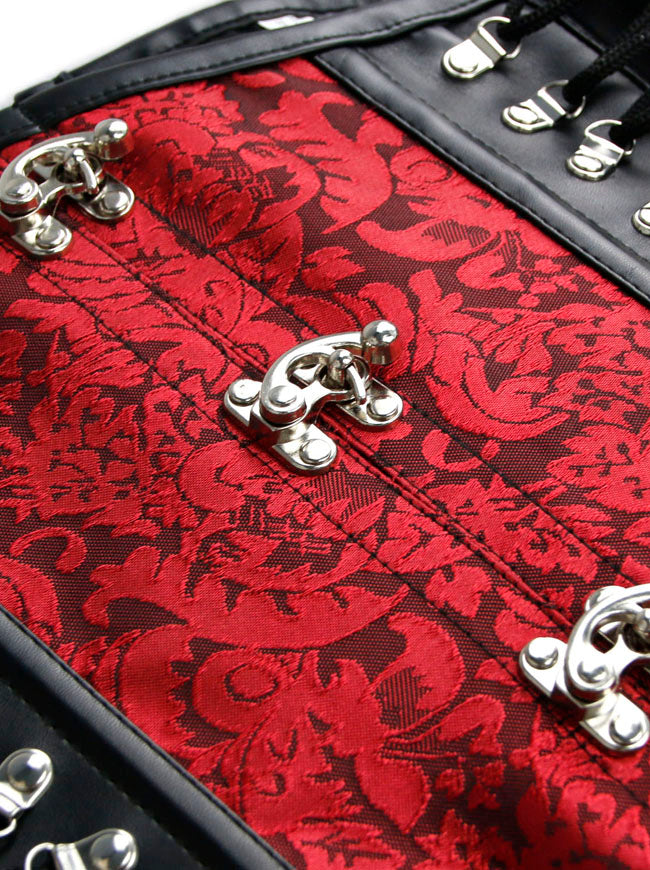 Vintage Burlesque Brocade Punk Gothic Steel Boned Strapless Waist Cincher Underbust Plus Size Corset Tops Detail View