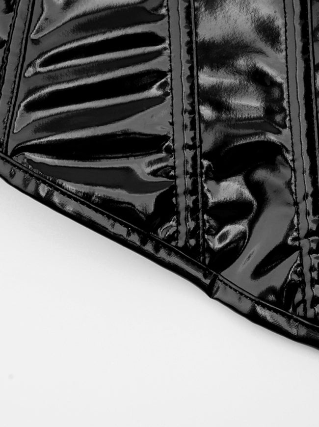 Women Black Lace Up Corset Detail View