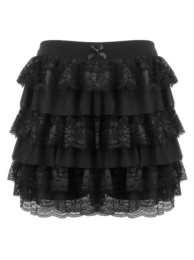 Women's Y2K Lolita Lace Multi-Layered Ruffle Bloomers Pumpkin Mini Skirt Shorts