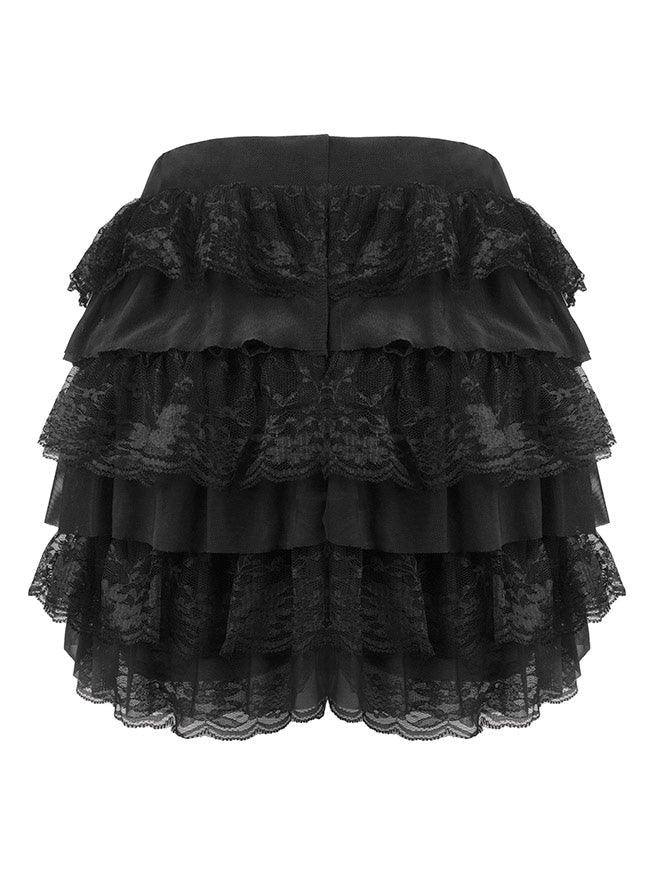 Ruffle Lace Mesh Layered Shorts Pumpkin Pants Side View