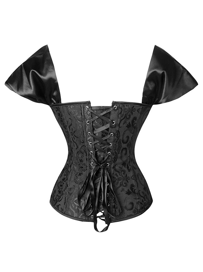 Gothic Lace Up Black Body Shaper Corset Top Back View