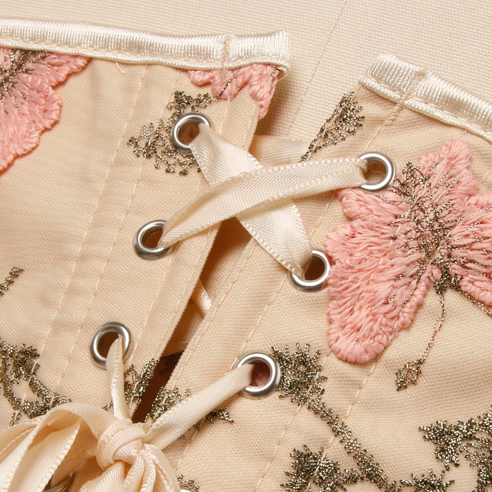 Victorian Medieval Embroidery Sleeveless Push Up Party Corset Crop Top for Women Detail View