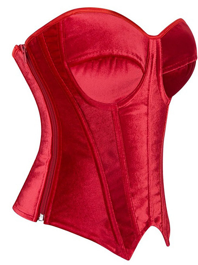 Women Strapless Red Bustier Top Costume Corset Side View